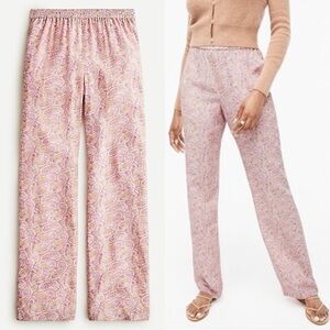 J.CREW Women’s NWT Silk Pull-on Pants Breezy Casual in Beach Paisley Pink Size 2